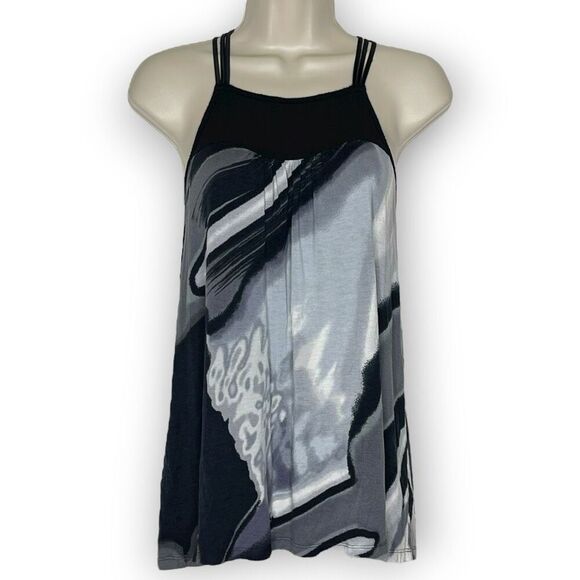 Express Y2K Babydoll Tank Top Marble Black & White Women's Size Small - Picture 1 of 11